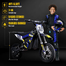 Load image into Gallery viewer, 36V 1000W Electric Dirt Bike for Kids (Blue)